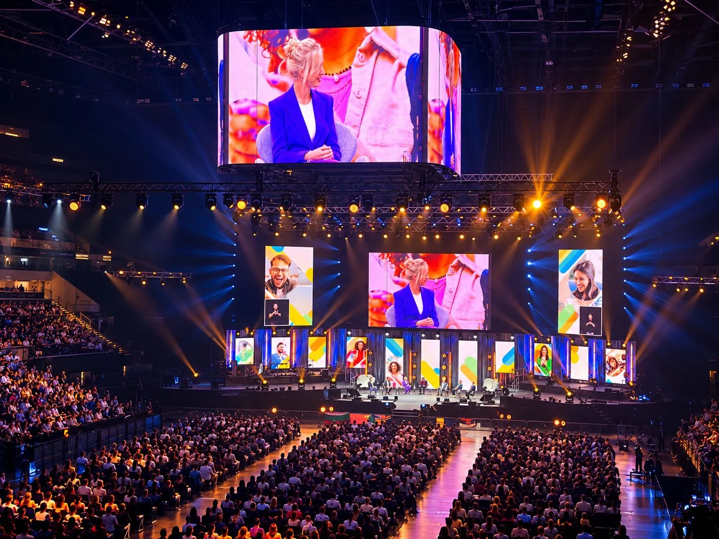 Denise Stadtegger auf der Bühne einer großen Arena